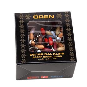 Toptan Karışık Renkli Badem Eşarp Şal Tokası 100lü