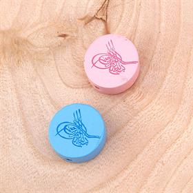 Tuğra Baskılı, Ahşap Emzik Zinciri Boncuğu