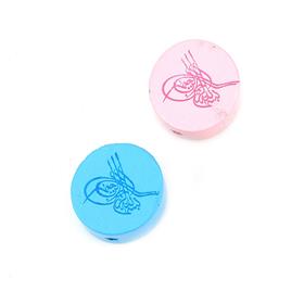 Tuğra Baskılı, Ahşap Emzik Zinciri Boncuğu