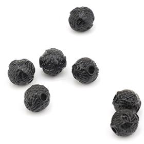 Tuğra Desenli Metal Siyah Boncuk 10 Adet