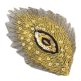 Ütüyle Yapışabilen Sarı Tavus Kuşu Tüyü Aplik