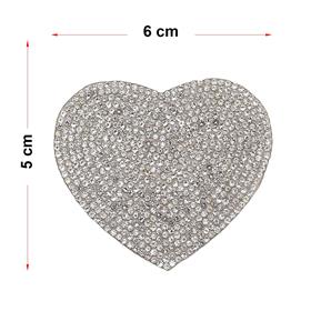 Ütüyle Yapışan Kristal Taşlı Kalp Aplik