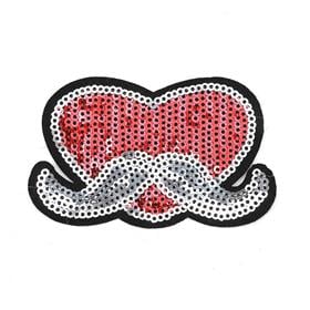 Ütüyle Yapıştırılabilen Bıyıklı Kalp Aplike