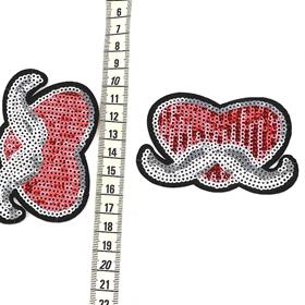 Ütüyle Yapıştırılabilen Bıyıklı Kalp Aplike