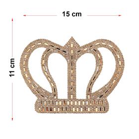 Ütüyle Yapıştırılabilen Bronz Taşlı Taç Motif Büyük Boy