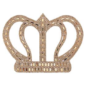 Ütüyle Yapıştırılabilen Bronz Taşlı Taç Motif Büyük Boy