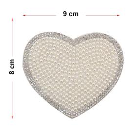 Ütüyle Yapıştırılabilen İncili Kalp Motif