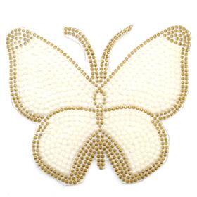 Ütüyle Yapıştırılabilen İncili ve Kristal Taşlı Kelebek Motif