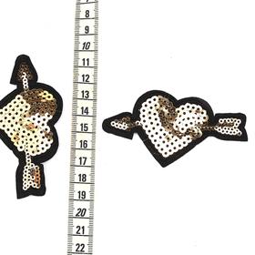 Ütüyle Yapıştırılabilen Pullu Kalp Aplike