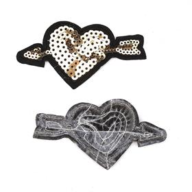 Ütüyle Yapıştırılabilen Pullu Kalp Aplike