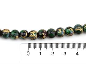 Yeşil Altın Desenli Dizi Cam Boncuk