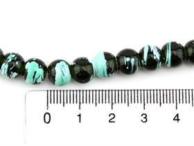 Yeşil Desenli Siyah Dizi Cam Boncuk