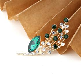 Yeşil Kristal Taşlı Broş