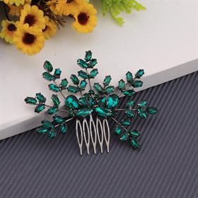 Yeşil Kristal Taşlı Kar Tanesi Tarak Toka