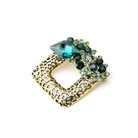 Yeşil Kristal Taşlı Kare Broş