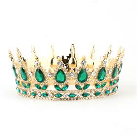 Yeşil Kristal Taşlı Pasta Tacı