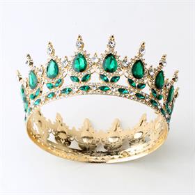 Yeşil Kristal Taşlı Pasta Tacı