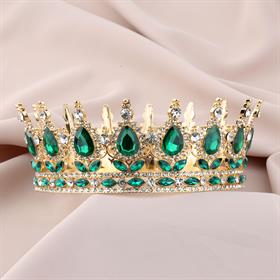 Yeşil Kristal Taşlı Pasta Tacı