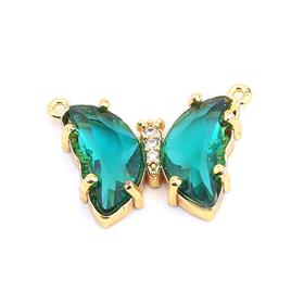 Yeşil Taşlı Çift Kulplu Zirkon Kelebek Takı Ucu