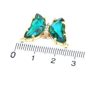 Yeşil Taşlı Çift Kulplu Zirkon Kelebek Takı Ucu