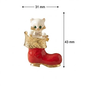 Yılbaşı Temalı Kedi Detaylı Çizme Broş