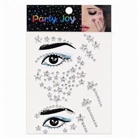 Yıldız Desenli Kristal Janjan Renkli Yüz Taşı Sticker Seti