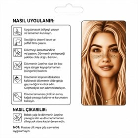 Yıldız Figürlü Kendinden Yapışkanlı Geçici Çil Dövmesi Altın Renk