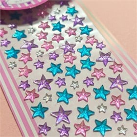 Yıldız Rhinestone Yapışkanlı Taş Sticker Seti Soğuk Renkler