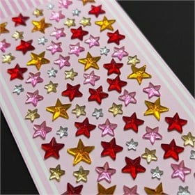 Yıldız Rhinestone Yapışkanlı Taş Sticker Seti Sıcak Renkler