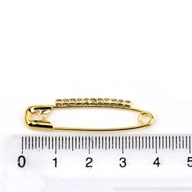 Kristal Taşlı Altın Çengelli İğne 3,8 cm 12 Adet