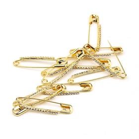 Kristal Taşlı Altın Çengelli İğne 3,8 cm 12 Adet