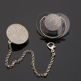 Zirkon Taşlı, Altın Renk Kaplama Emzik ve Zincir Seti