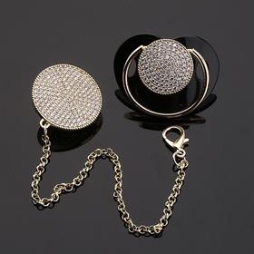 Zirkon Taşlı, Altın Renk Kaplama Emzik ve Zincir Seti