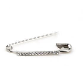 Kristal Taşlı Gümüş Çengelli İğne 3,8 cm 12 Adet