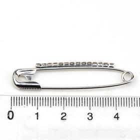 Kristal Taşlı Gümüş Çengelli İğne 4,5 cm 12 Adet