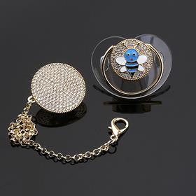 Zirkon Taşlı, Mavi Arı Figürlü Emzik ve Emzik Askısı Seti