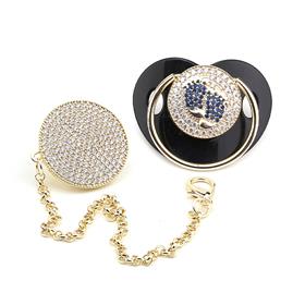 Zirkon Taşlı, Mavi Ayak Figürlü Emzik ve Emzik Askısı Seti