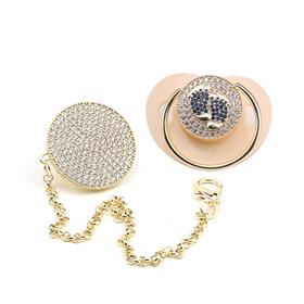 Zirkon Taşlı, Mavi Ayak Figürlü Emzik ve Emzik Askısı Seti