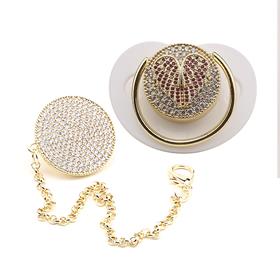 Zirkon Taşlı, Pembe Kanat Modelli Emzik ve Emzik Zinciri