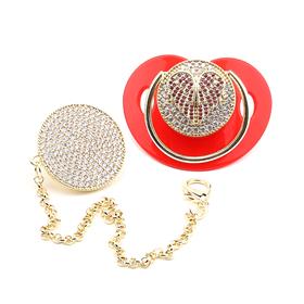 Zirkon Taşlı, Pembe Kanat Modelli Emzik ve Emzik Zinciri