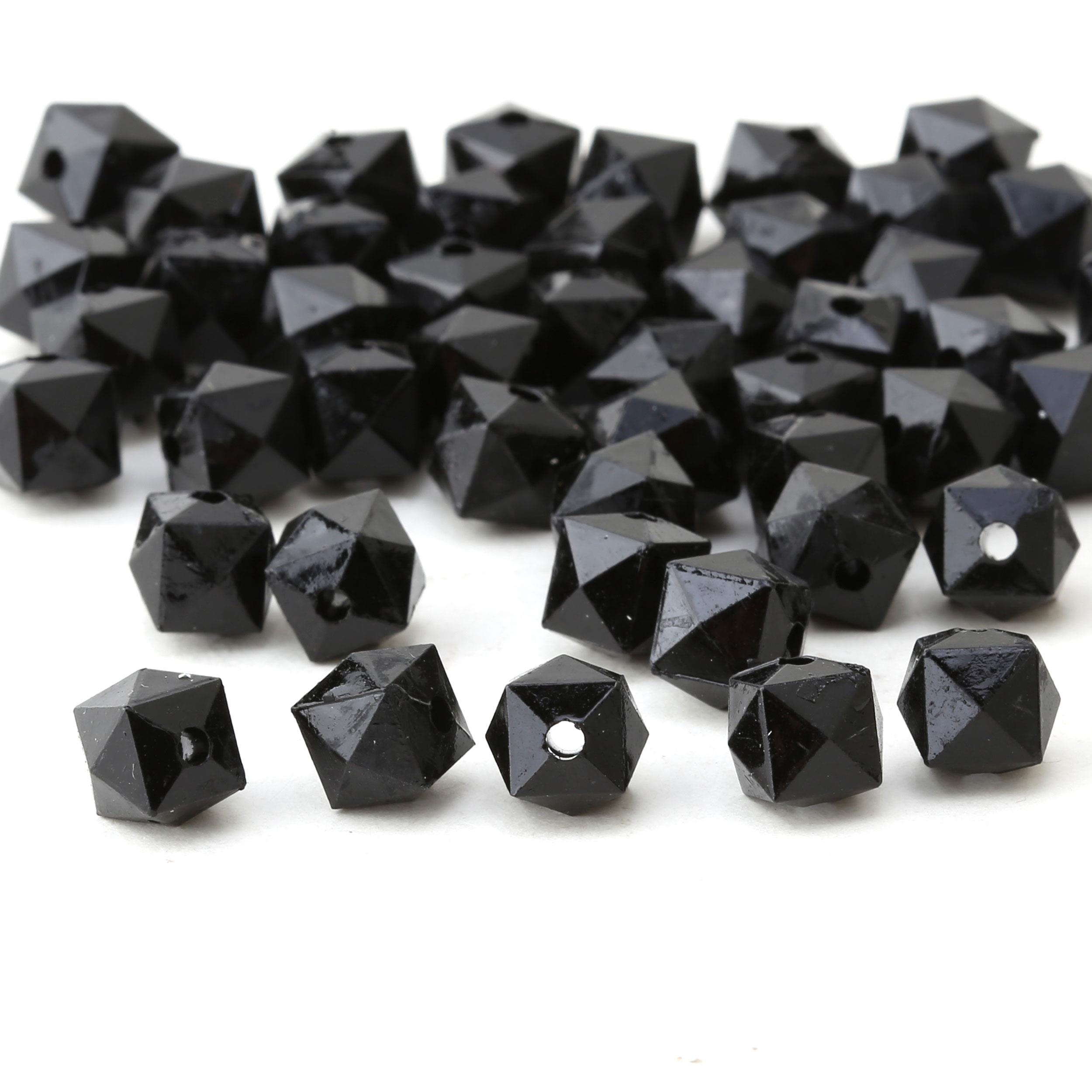 10 mm Siyah Prizma Boncuk - Çanta Boncuğu