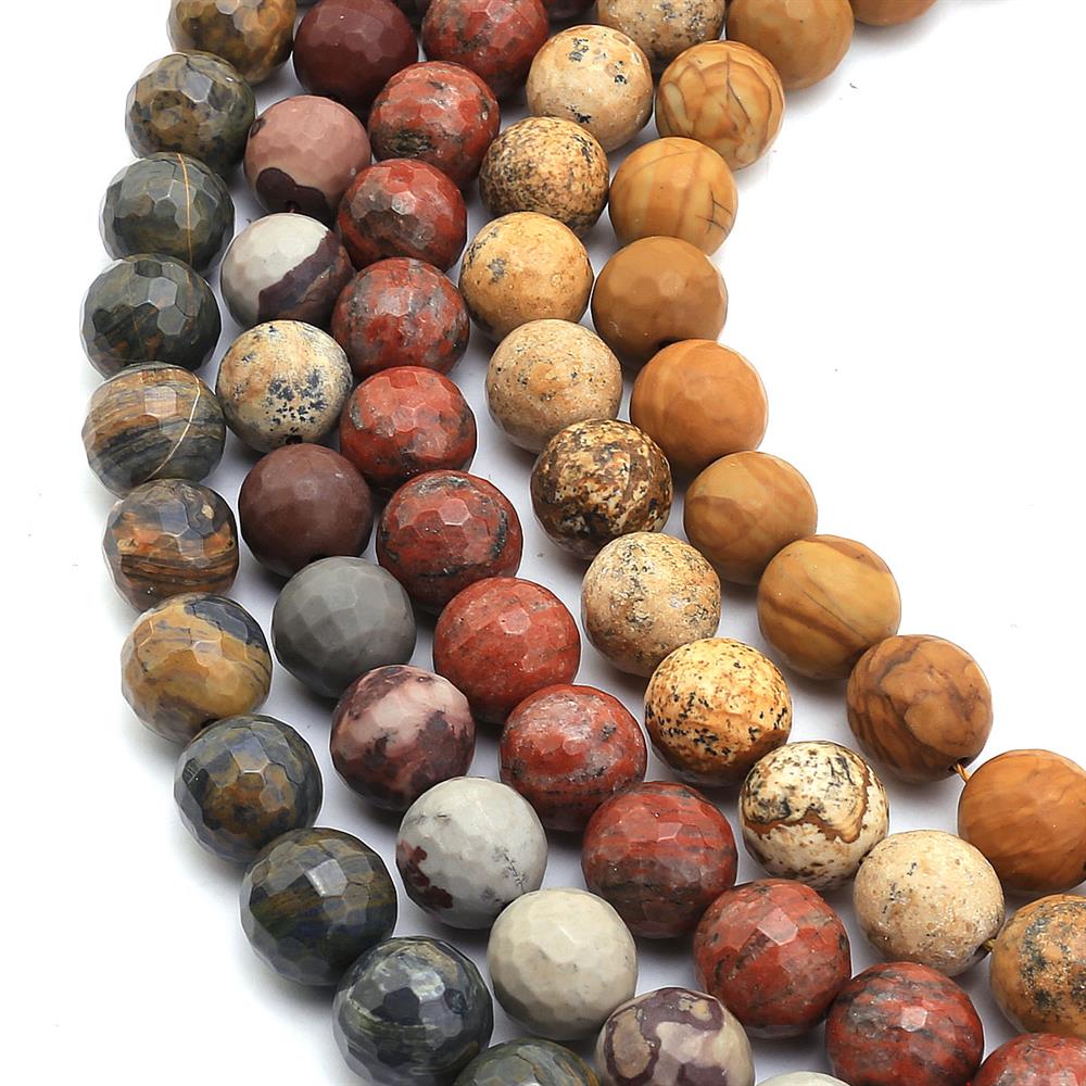 12 mm Fasetli Odun Jasper Taş Boncuk