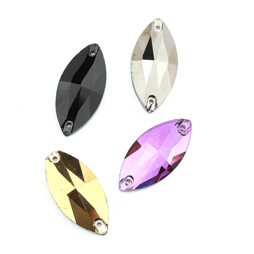 2 Delikli Arpa Şeklinde Dikme Kristal Taş 32X15 mm 5 adet