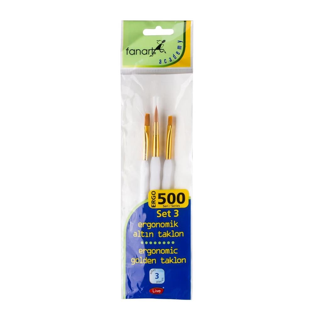 3'lü Fanart Academy Ergo 500 Seri Fırça Seti No:3