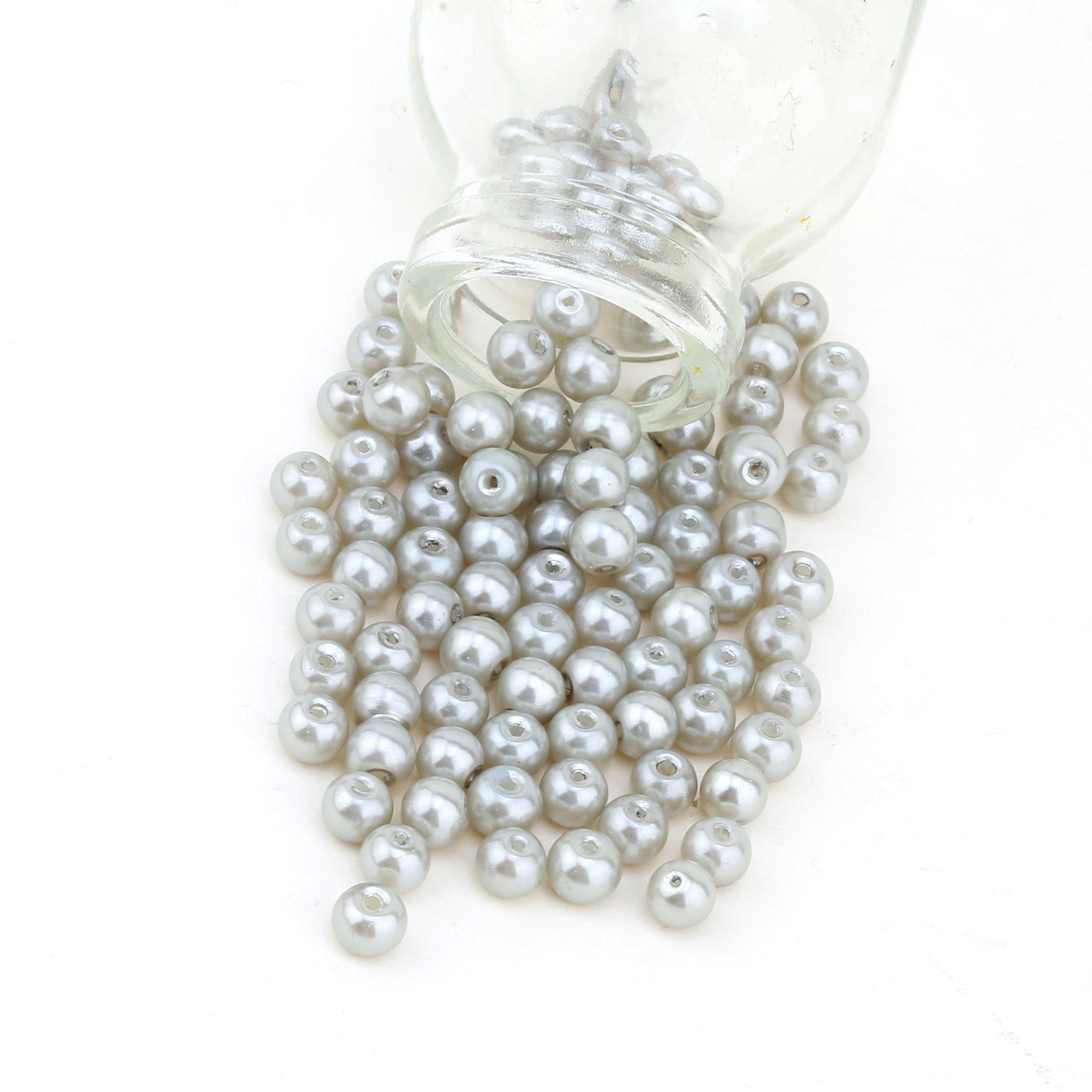 6 mm Gri Cam inci Boncuk 100 adet