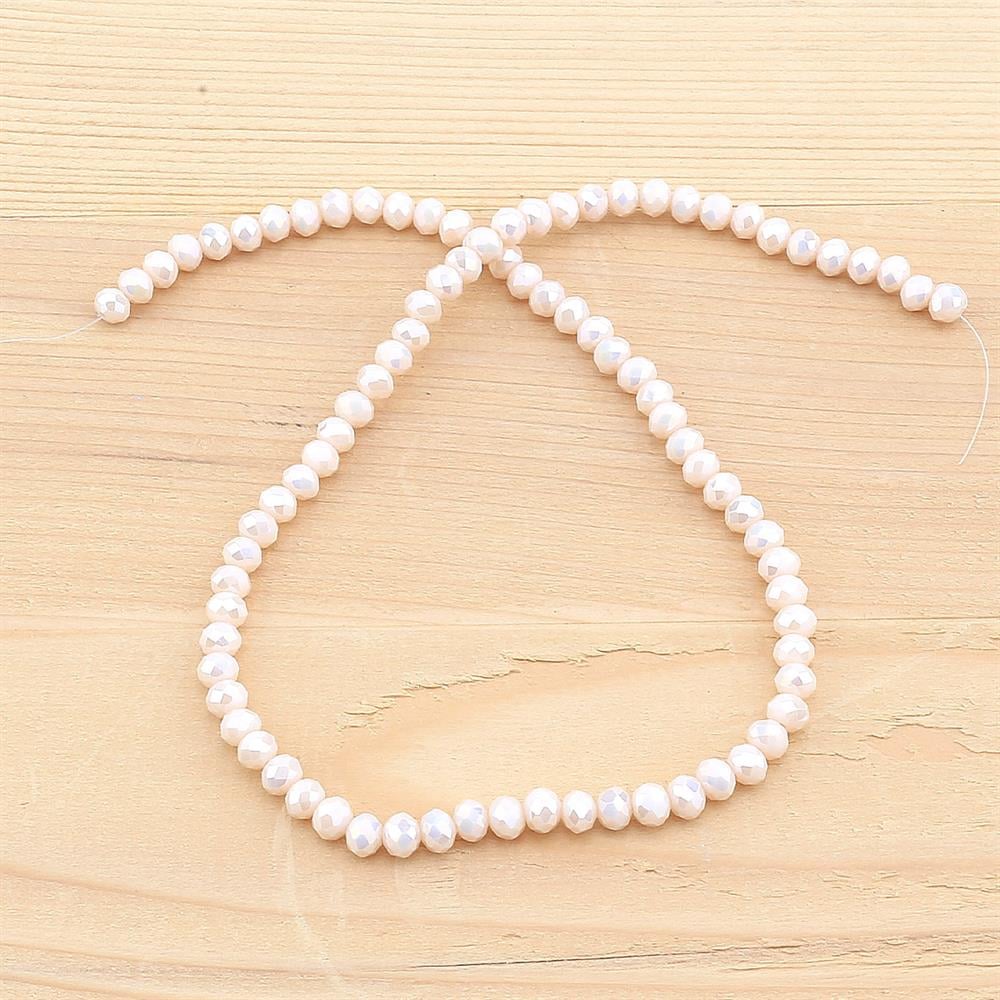 6 mm Krem Kristal Cam Boncuk