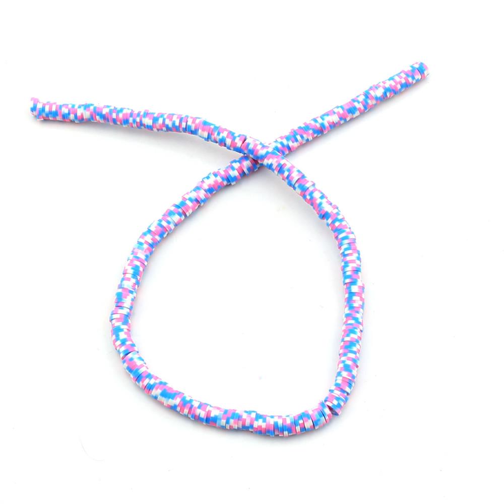 6 mm Mavi Pembe Benekli Fimo Boncuk
