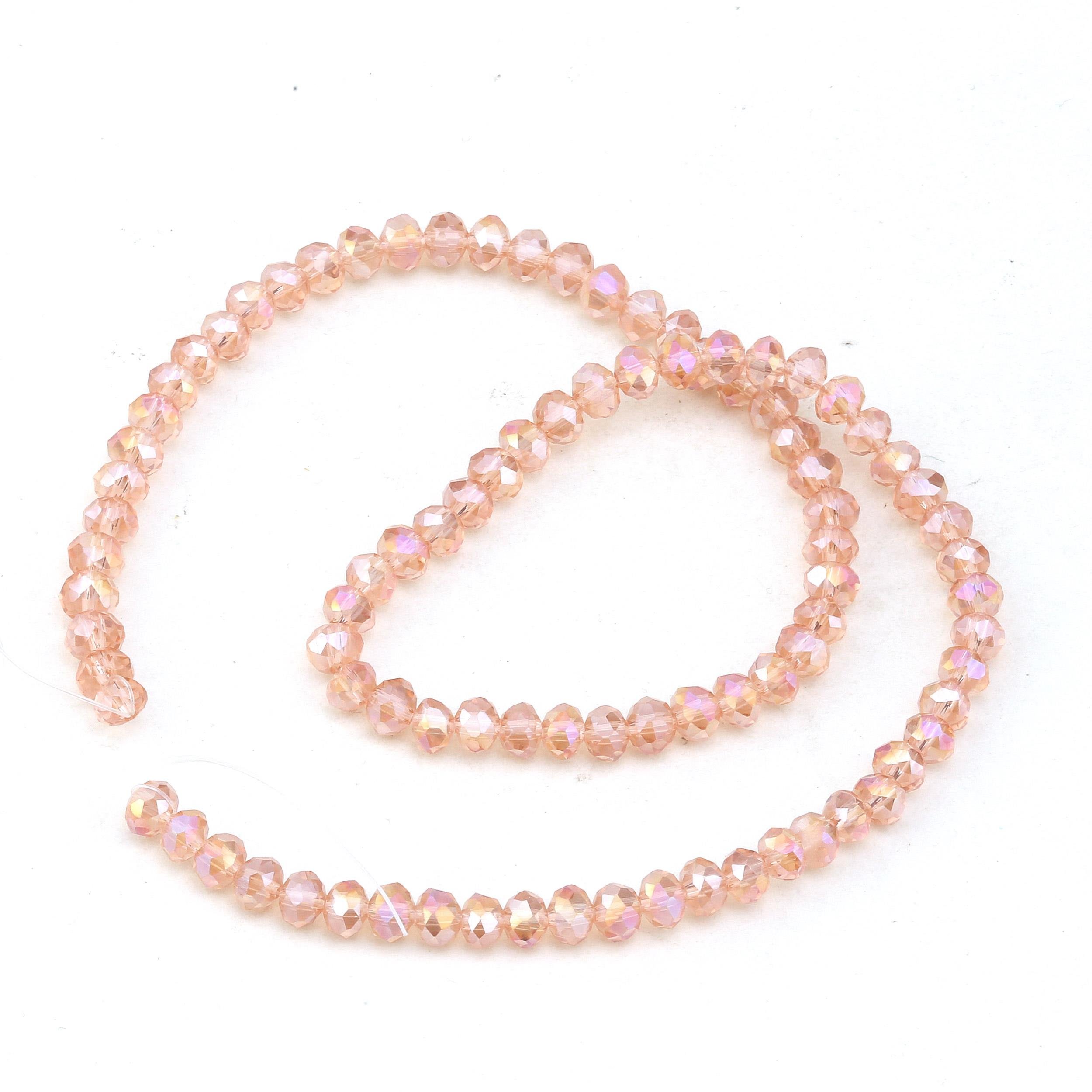 6 mm Pudra Pembe Kristal Cam Boncuk
