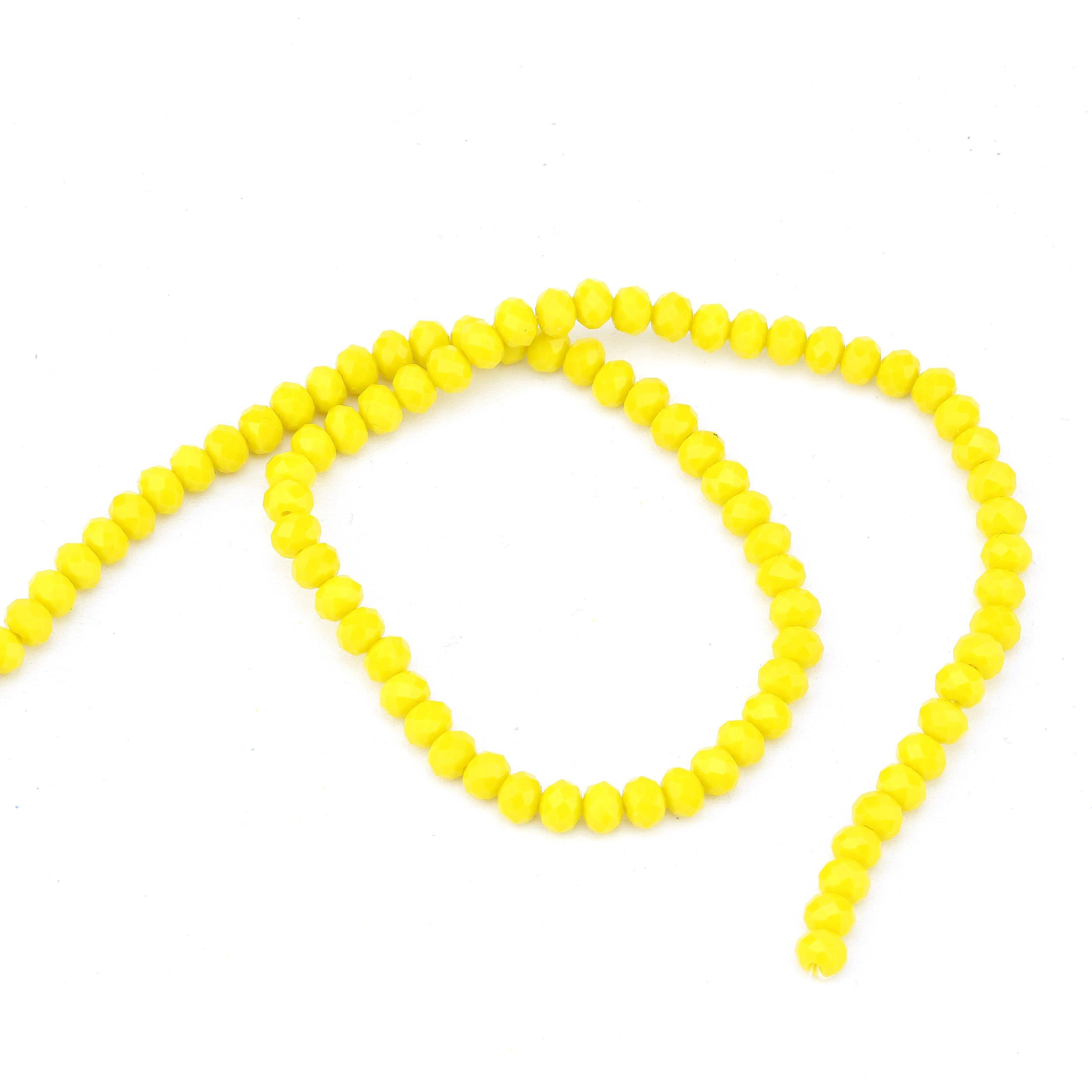 6 mm Sarı Mat Kristal Cam Boncuk