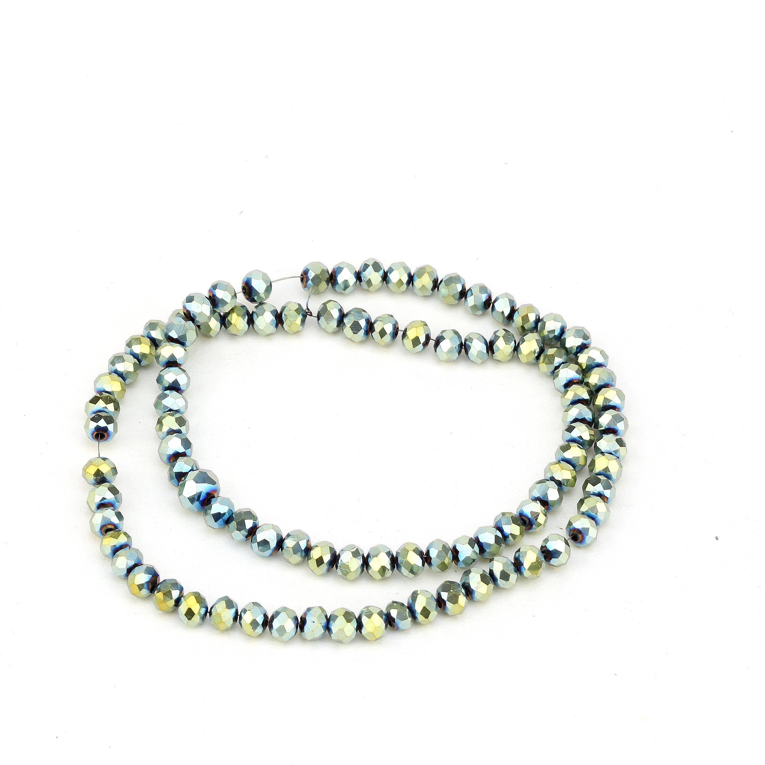 6 mm Yeşil Janjanlı Kristal Cam Boncuk